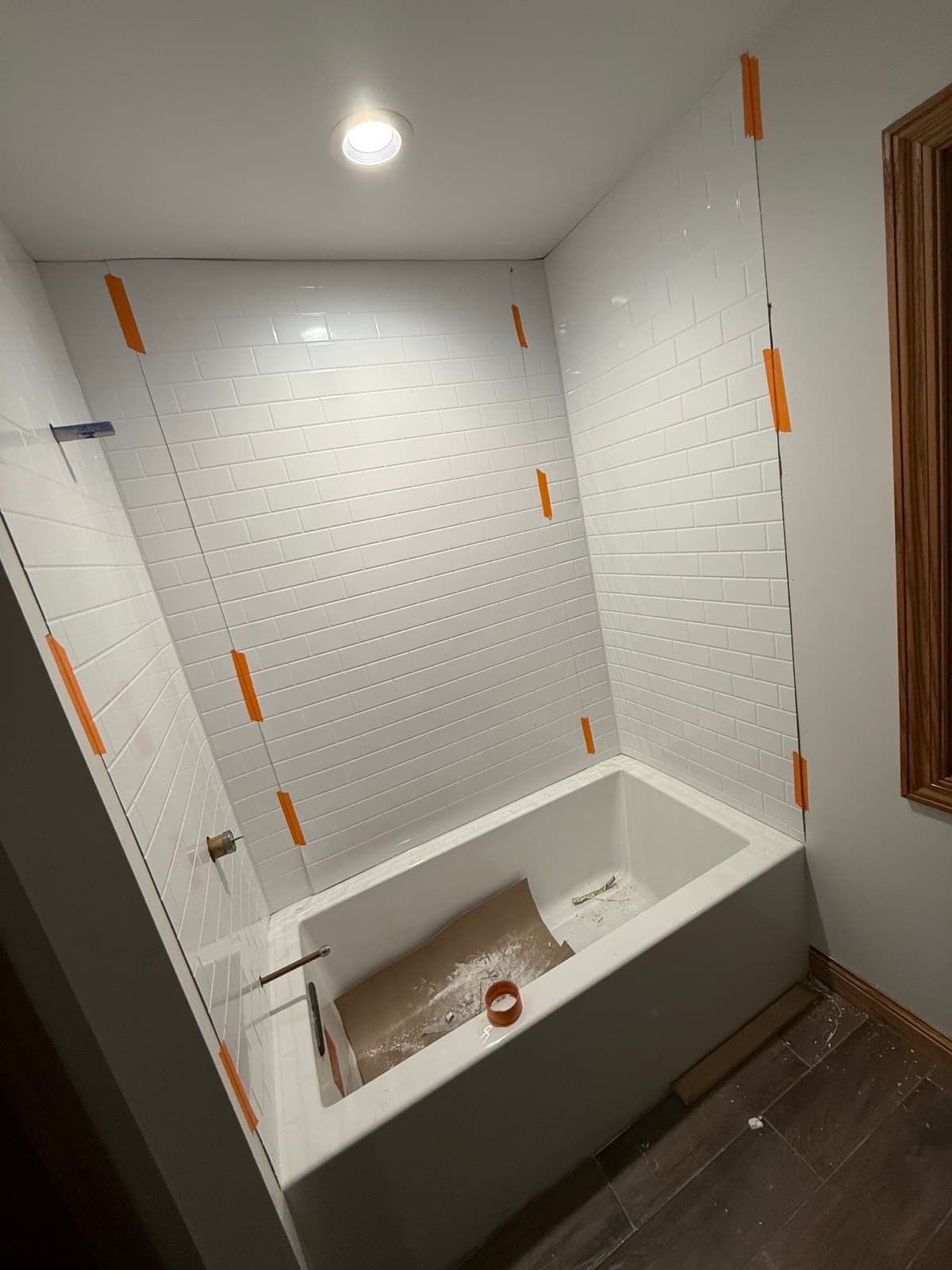 Bathroom tile — subway tile tub surround