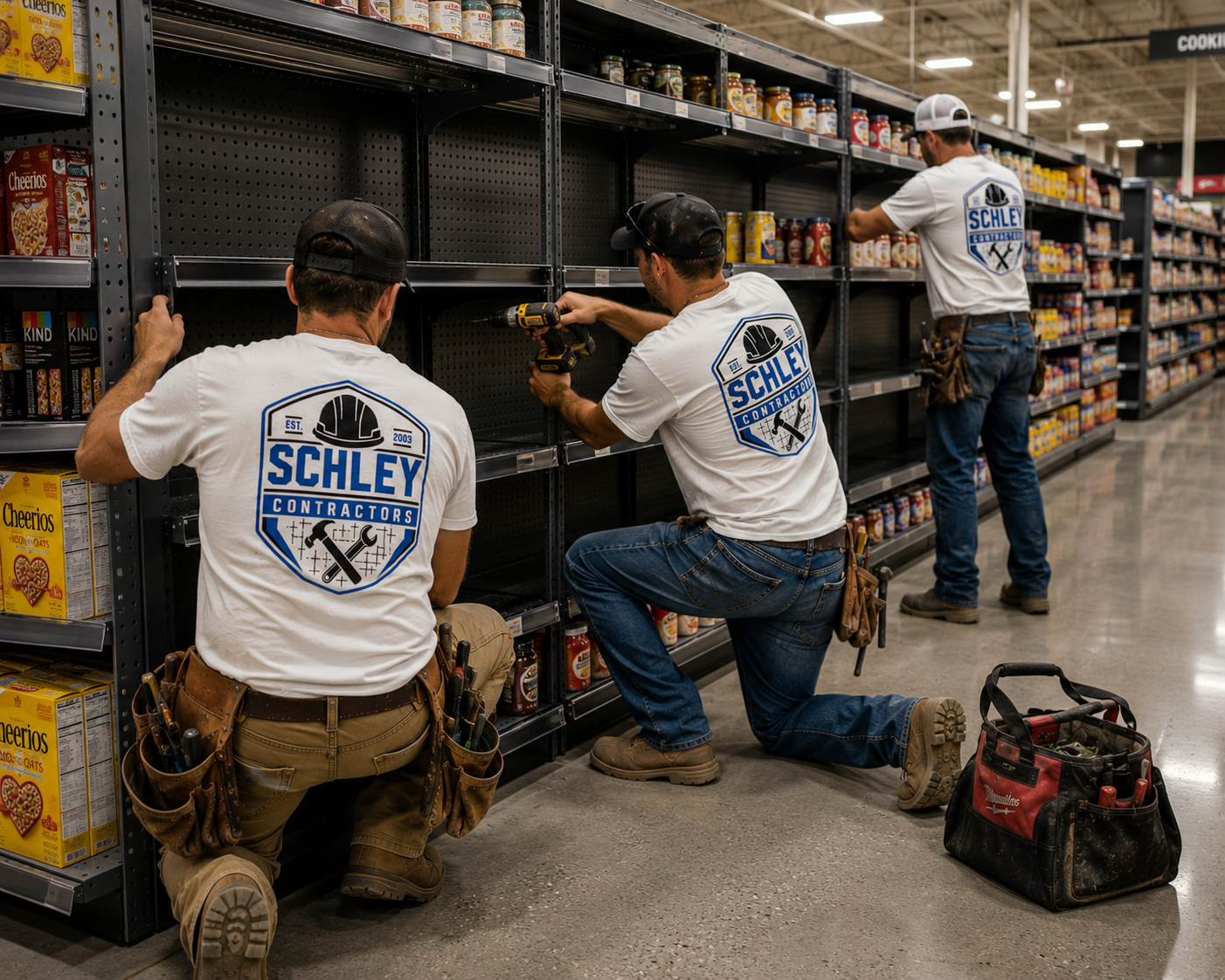 Custom shelving and fixture installation by Schley Contractors
